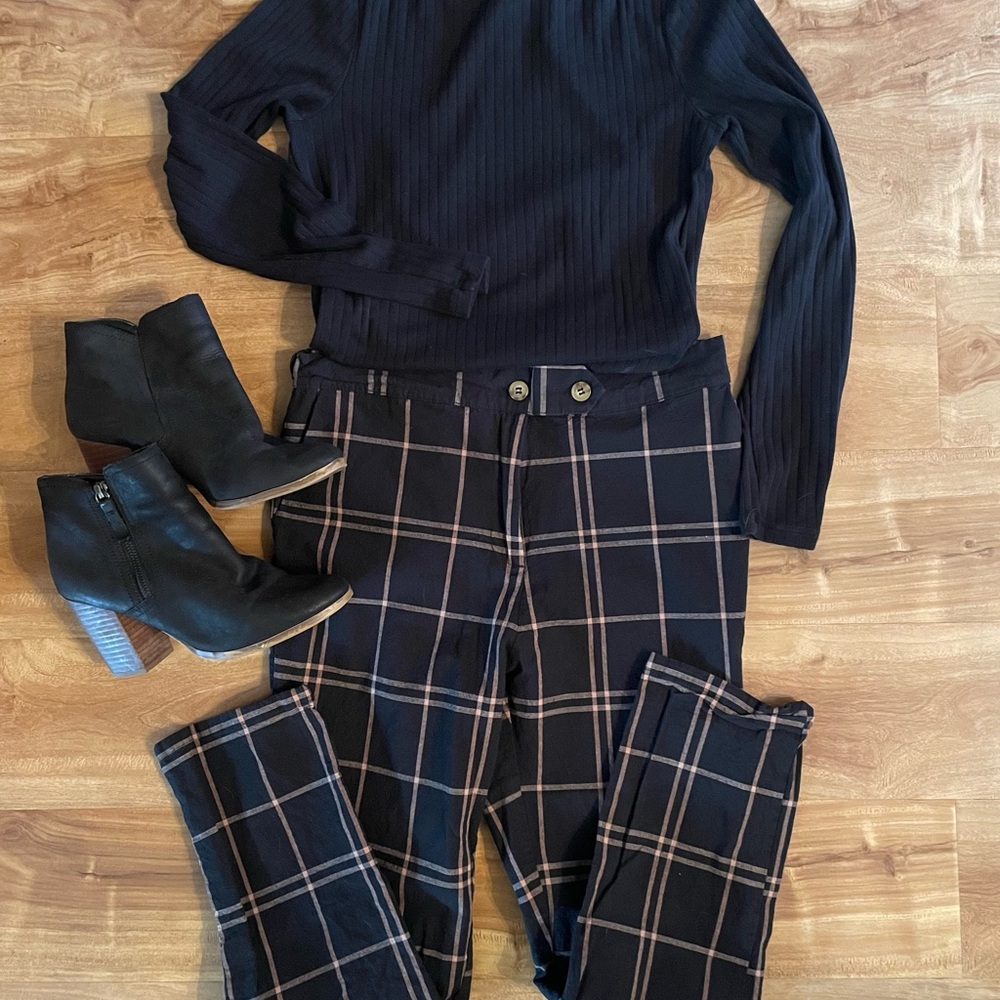 Funky Fun Black and Tan Plaid Women's Pants Bundle